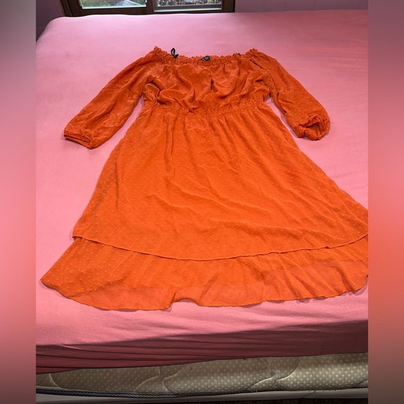 Orange Off-Shoulder Dress - Picture 1 of 5